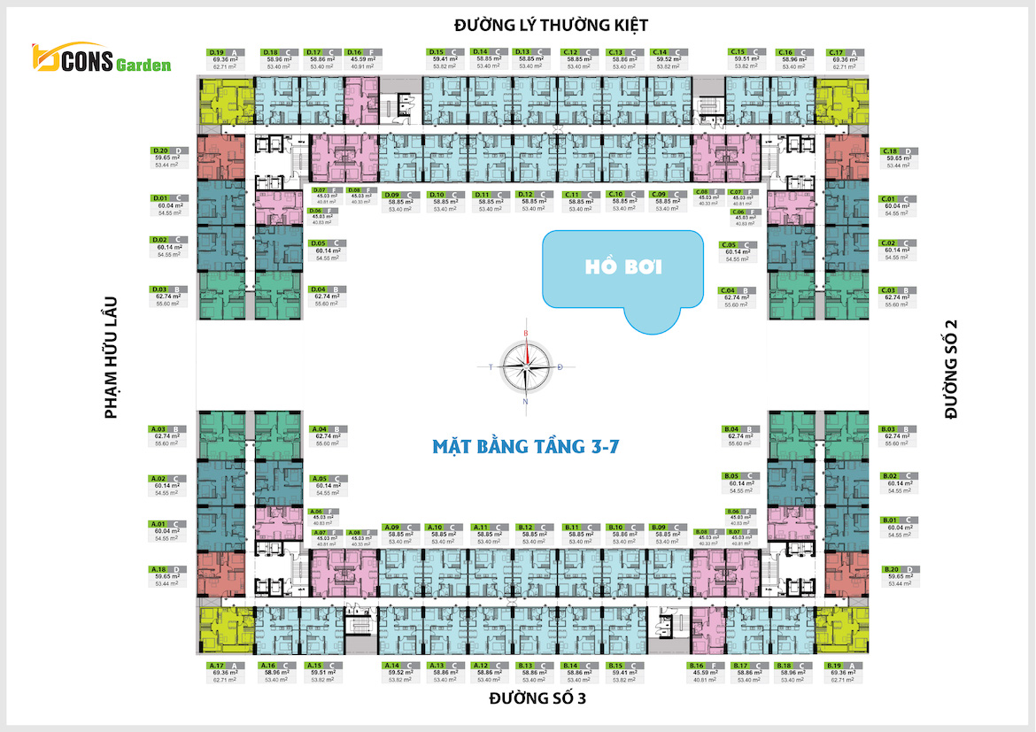 Mặt bằng dự án căn hộ chung cư Bcons Garden Dĩ An Bình Dương