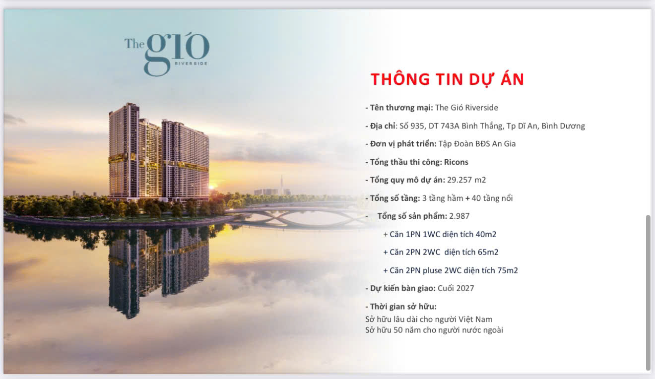 HUNG CƯ THE GIÓ RIVERSIDE AN GIA BÌNH DƯƠNG